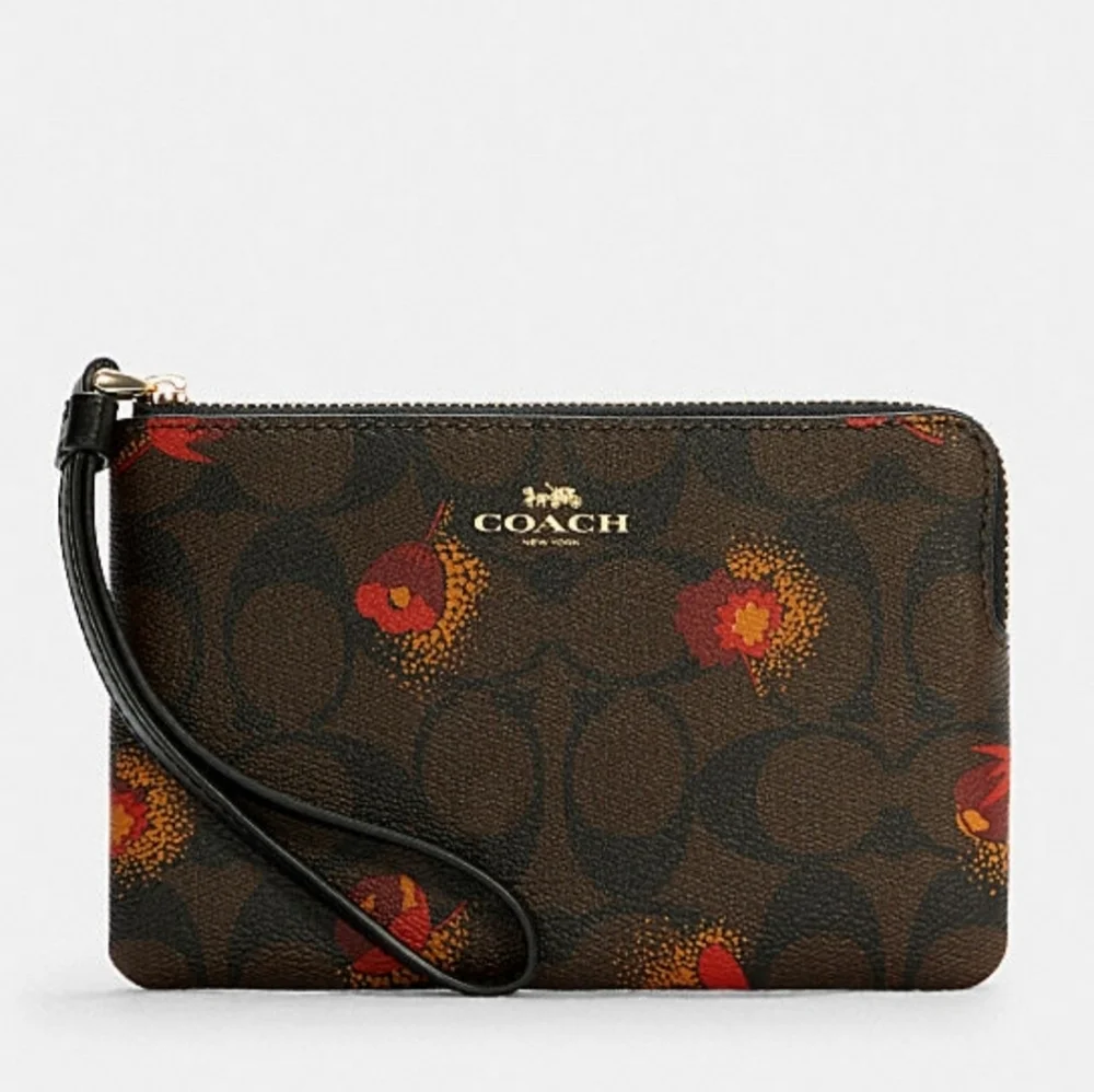 Coach Corner Signature Canvas Pop Floral Wristlet NWT